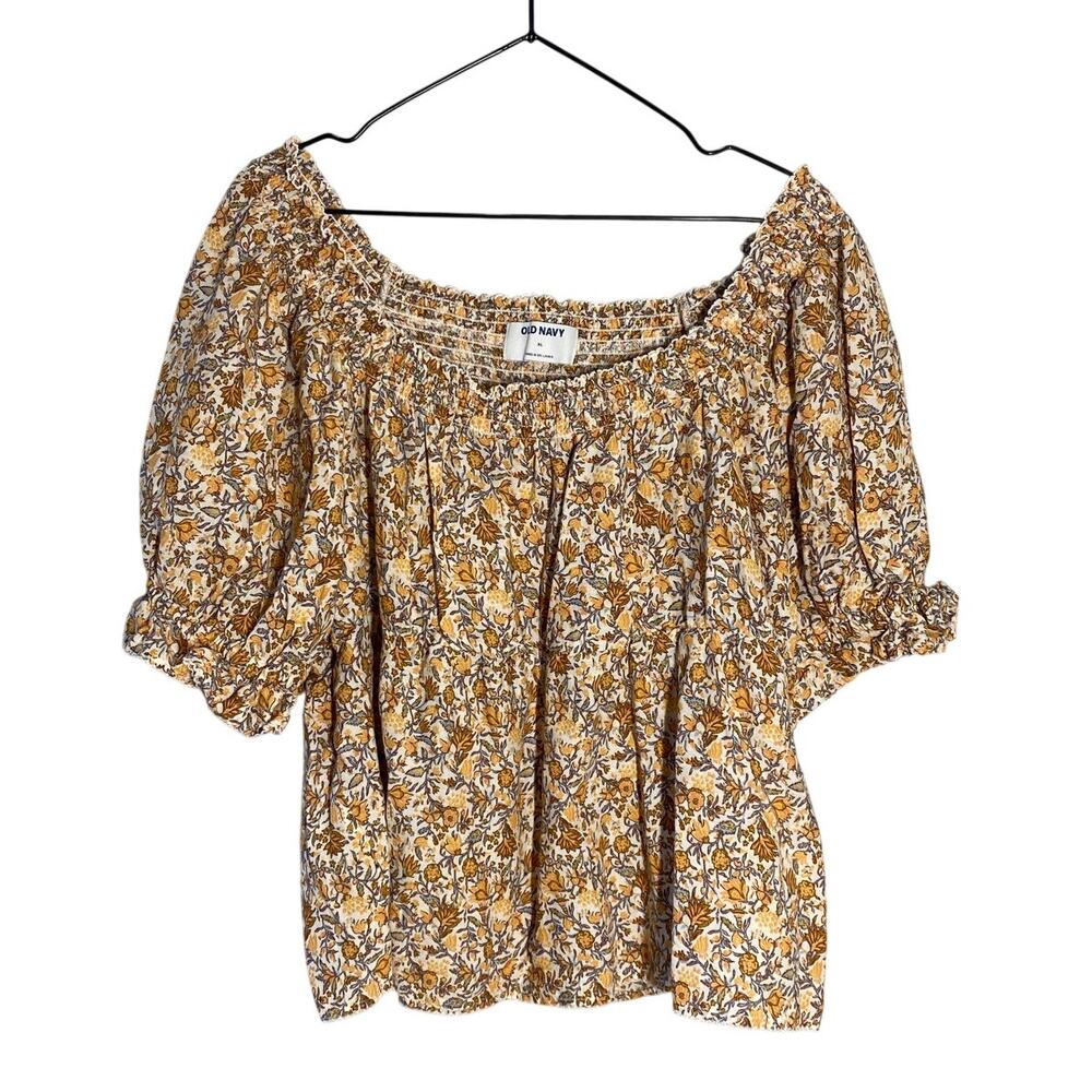 Old Navy Smocked Baby Doll Top Sz XL Floral Boho Fairy
